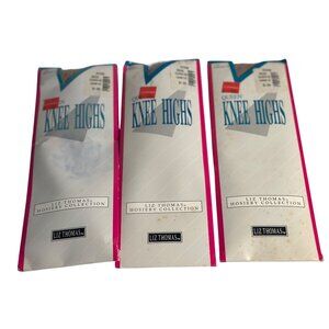 VTG‎ Liz Thomas Queen Size Knee Highs Hosiery 3-Pack Nylon Sheer Stockings NIP